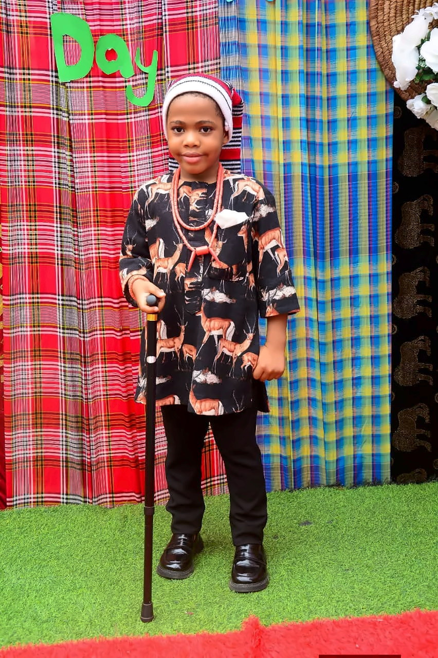 A pupil in traditional Igbo dress on Cultural Day